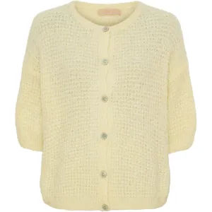 Amour Yellow Knit Cardigan With Cropped Sleeves