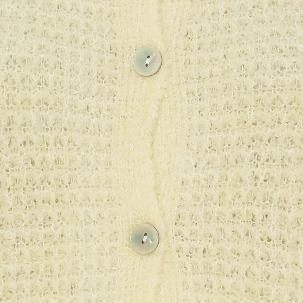 Amour Yellow Knit Cardigan With Cropped Sleeves
