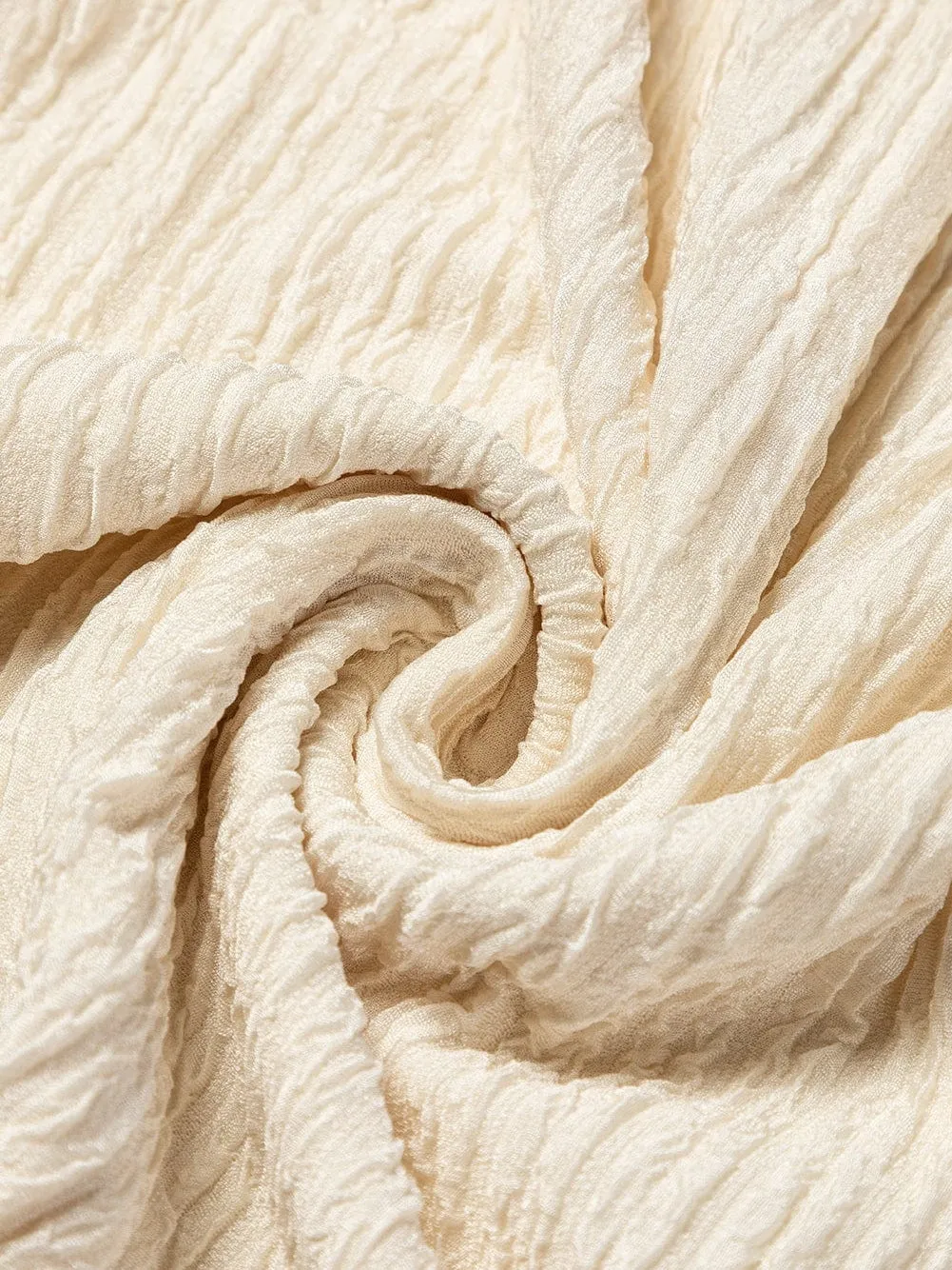 Apricot Crinkle Textured V Neck Ruffle Sleeve Blouse