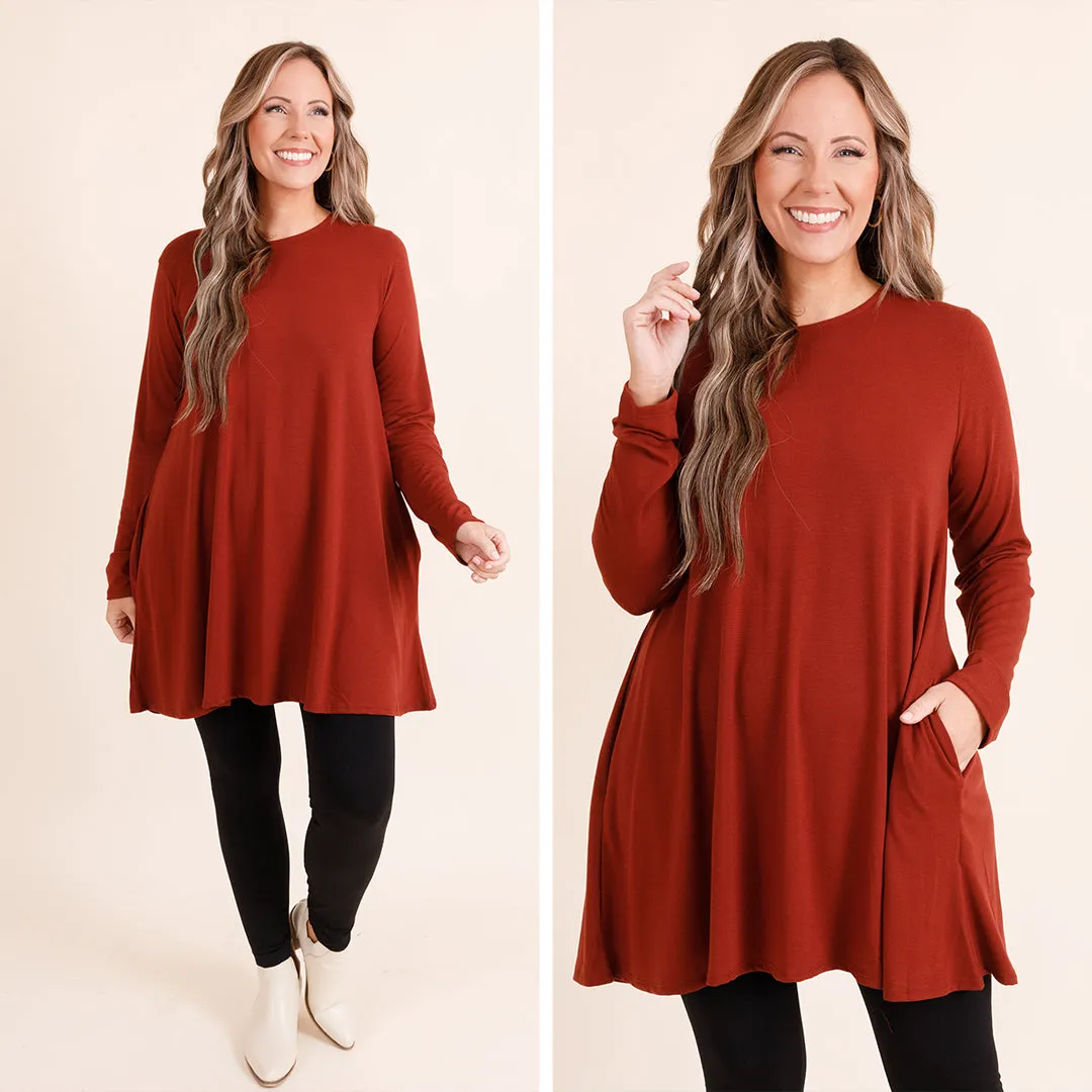 As Long As You're Here Tunic, Dark Rust