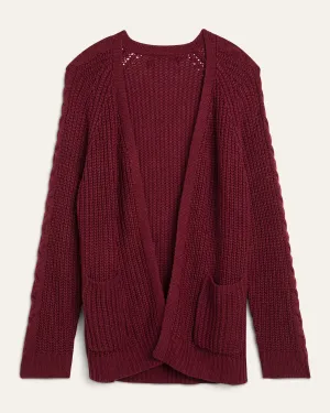 Aubrie Open-Front Sweater Cardigan | Burgundy
