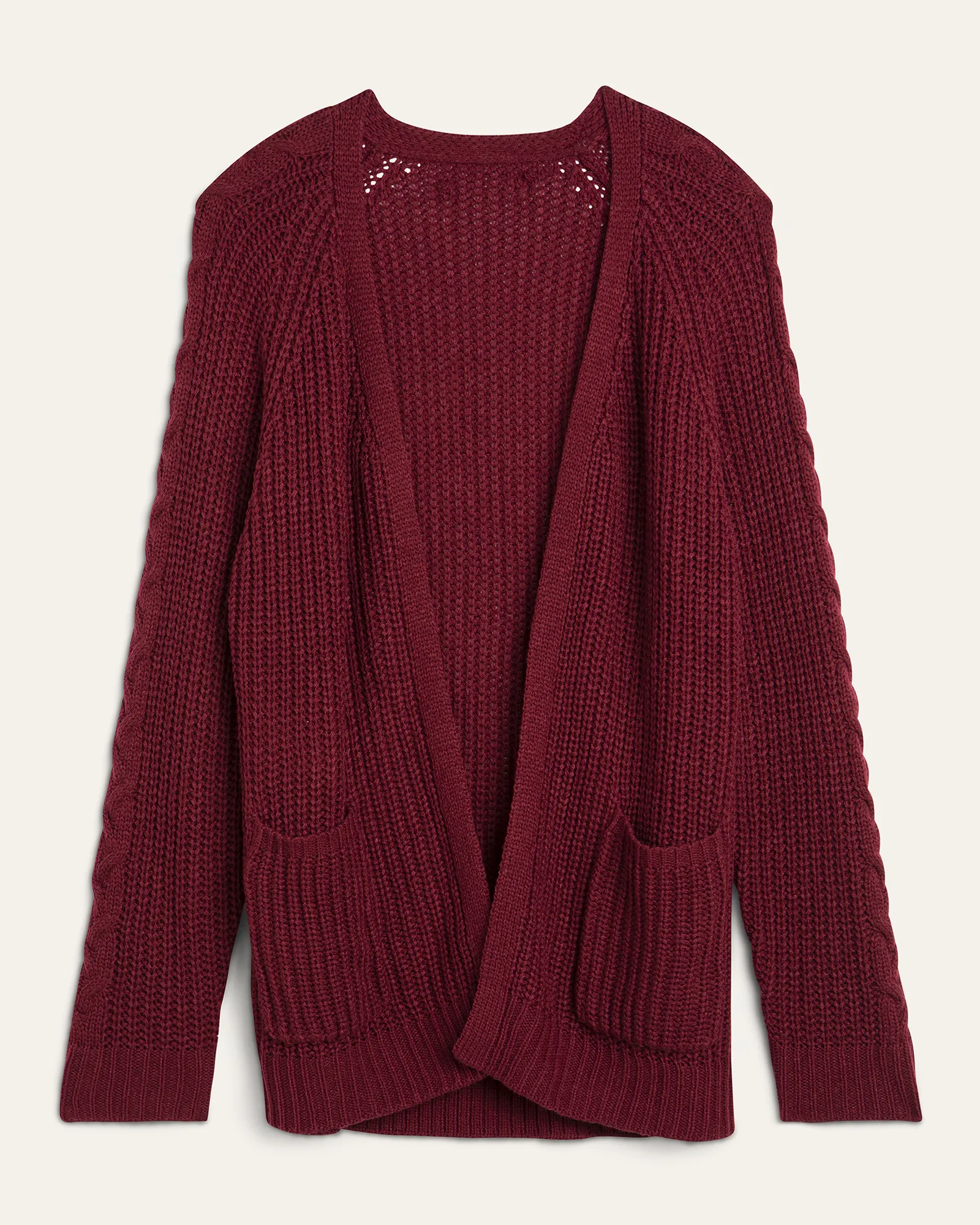 Aubrie Open-Front Sweater Cardigan | Burgundy
