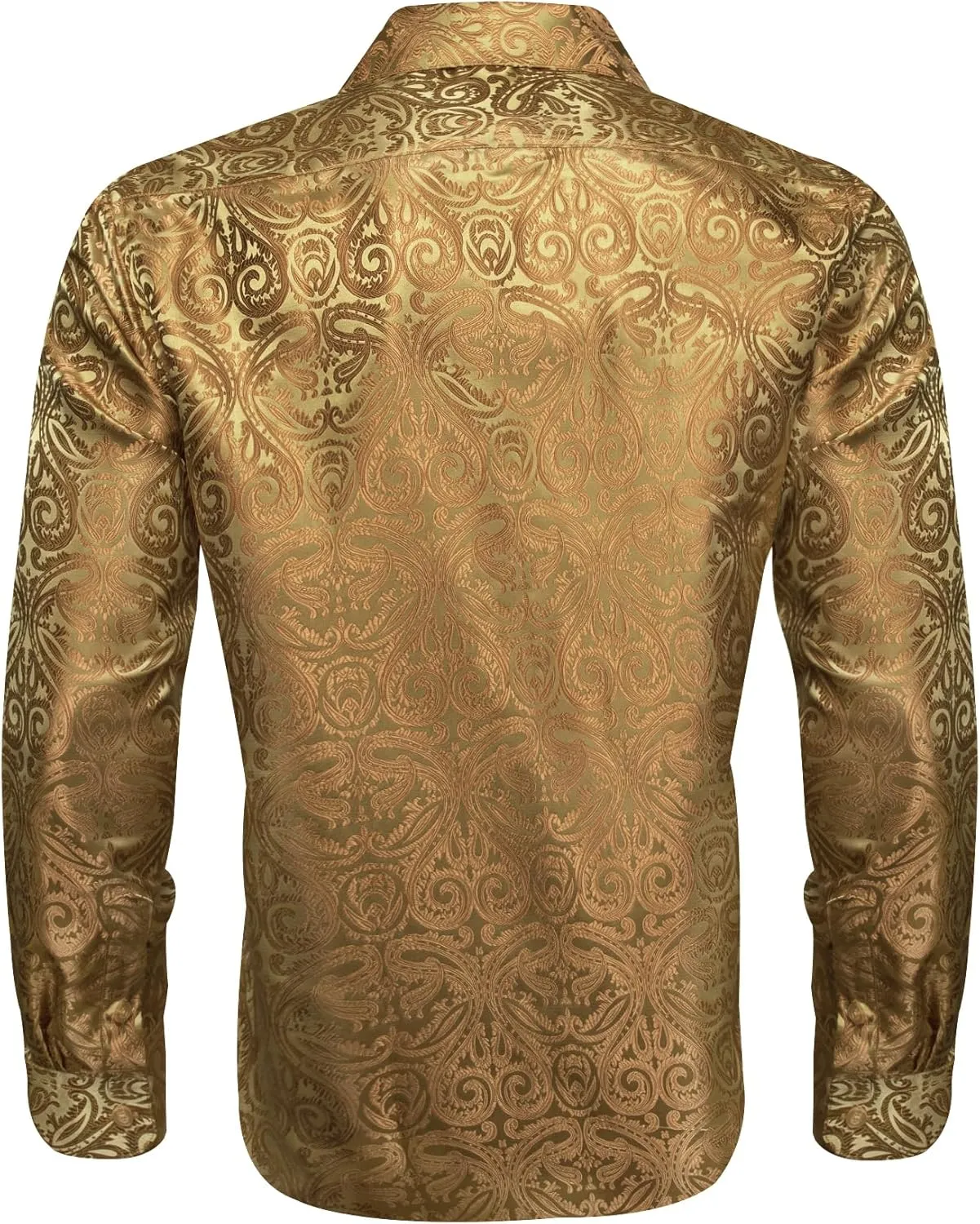 Barry.Wang Mens Casual Long Sleeve Shirts Silk Button Up Designer Paisley Formal Dress Shirt Western Mexico Cowboy Costume