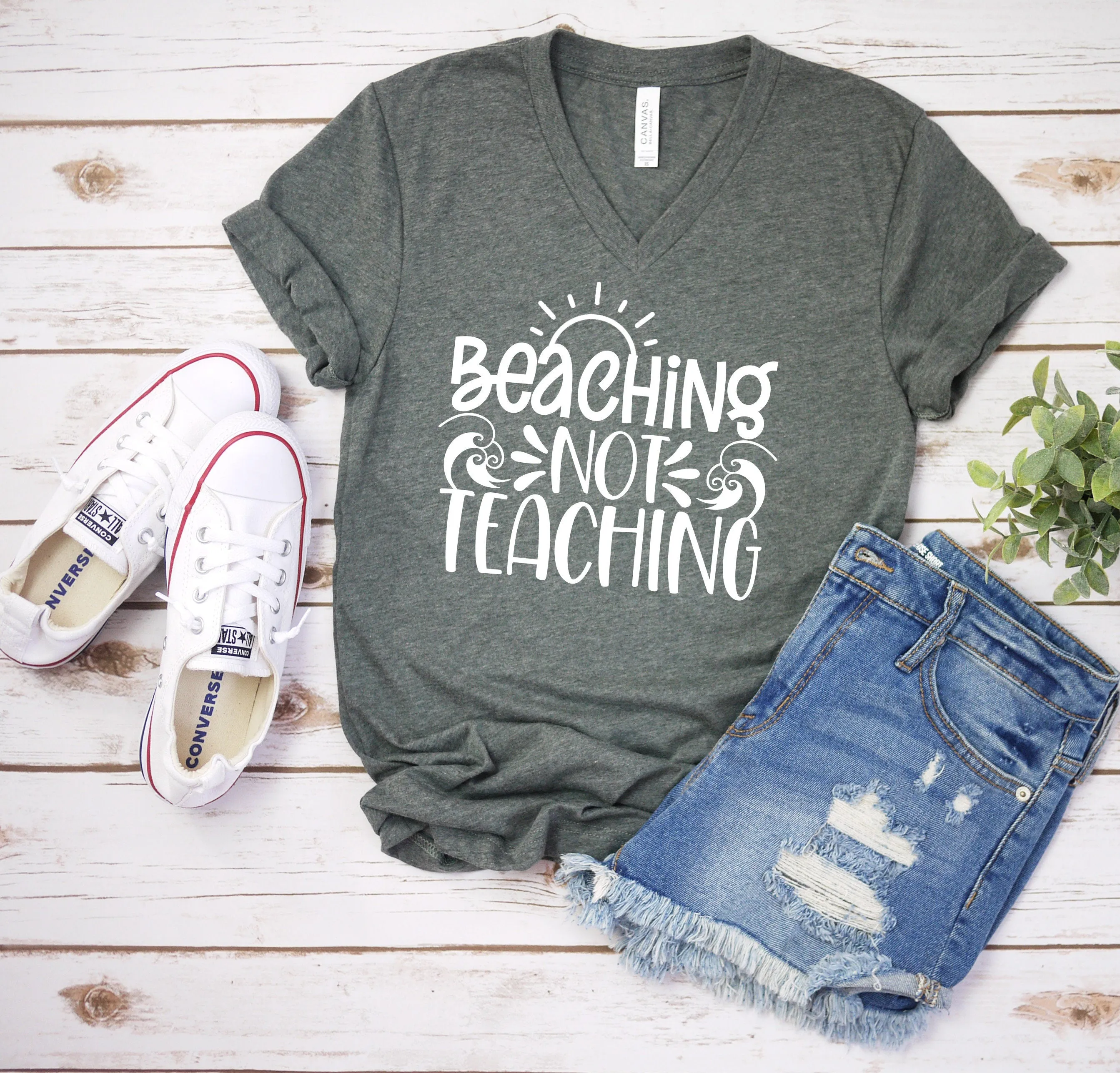 Beaching Not Teaching T Shirt - Teacher Shirts - Favorite Teacher T Shirt