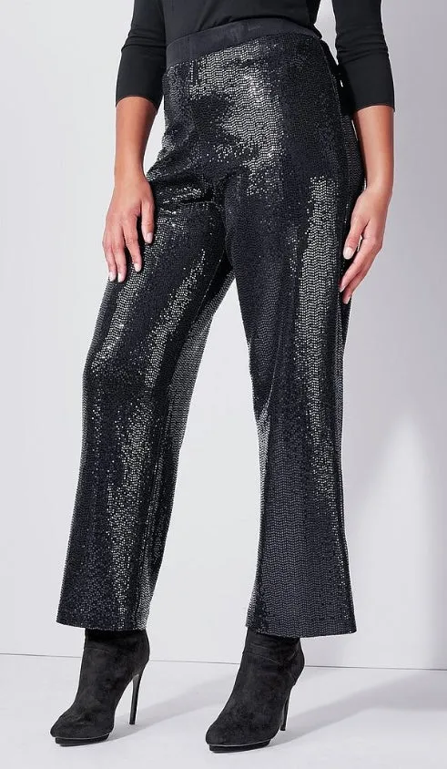 Black Sequin Trousers - Verpass