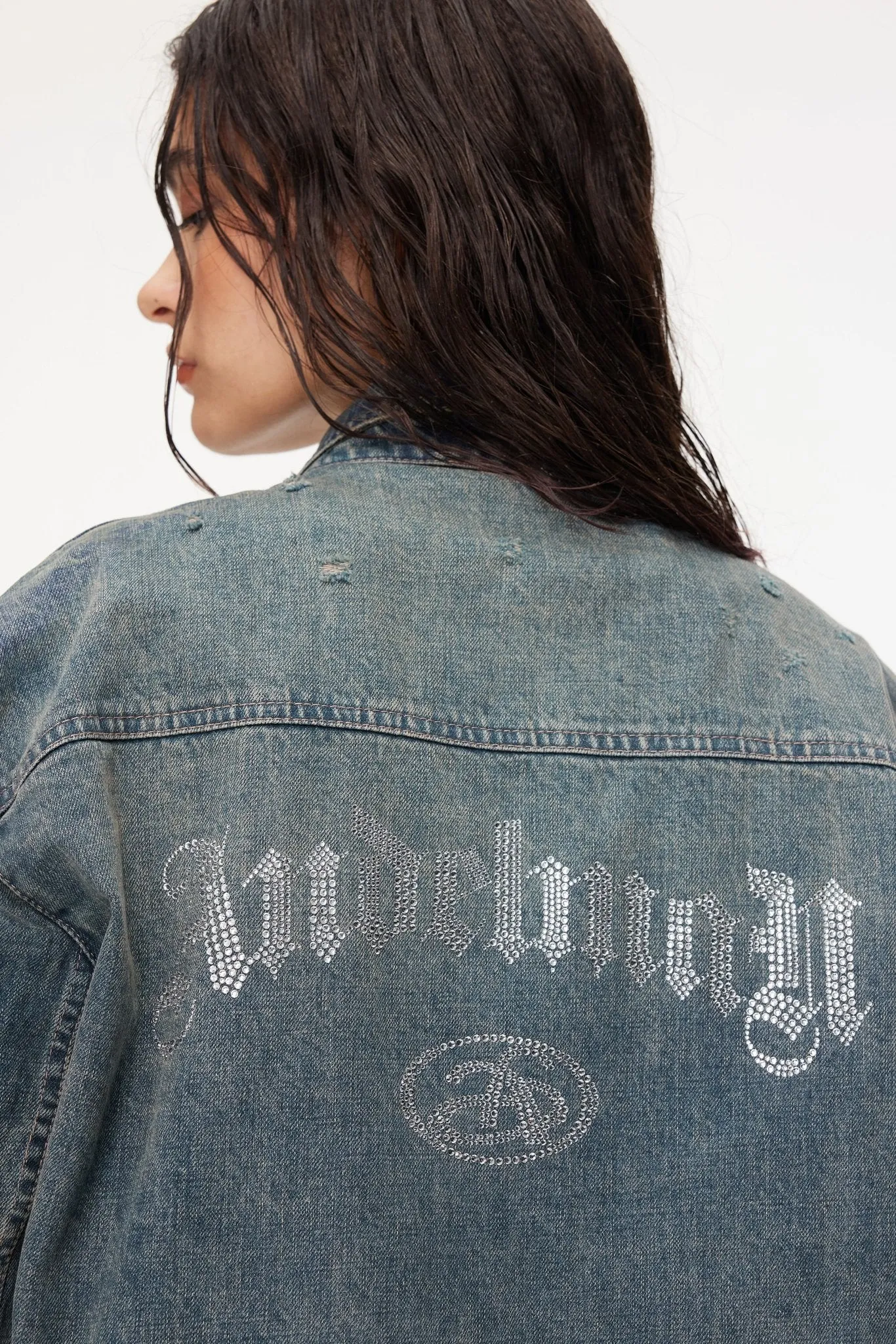 Blue Denim Diamante Embellished Jacket