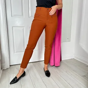 Burnt Orange Lina Trousers 7/8 with Ankle Zip