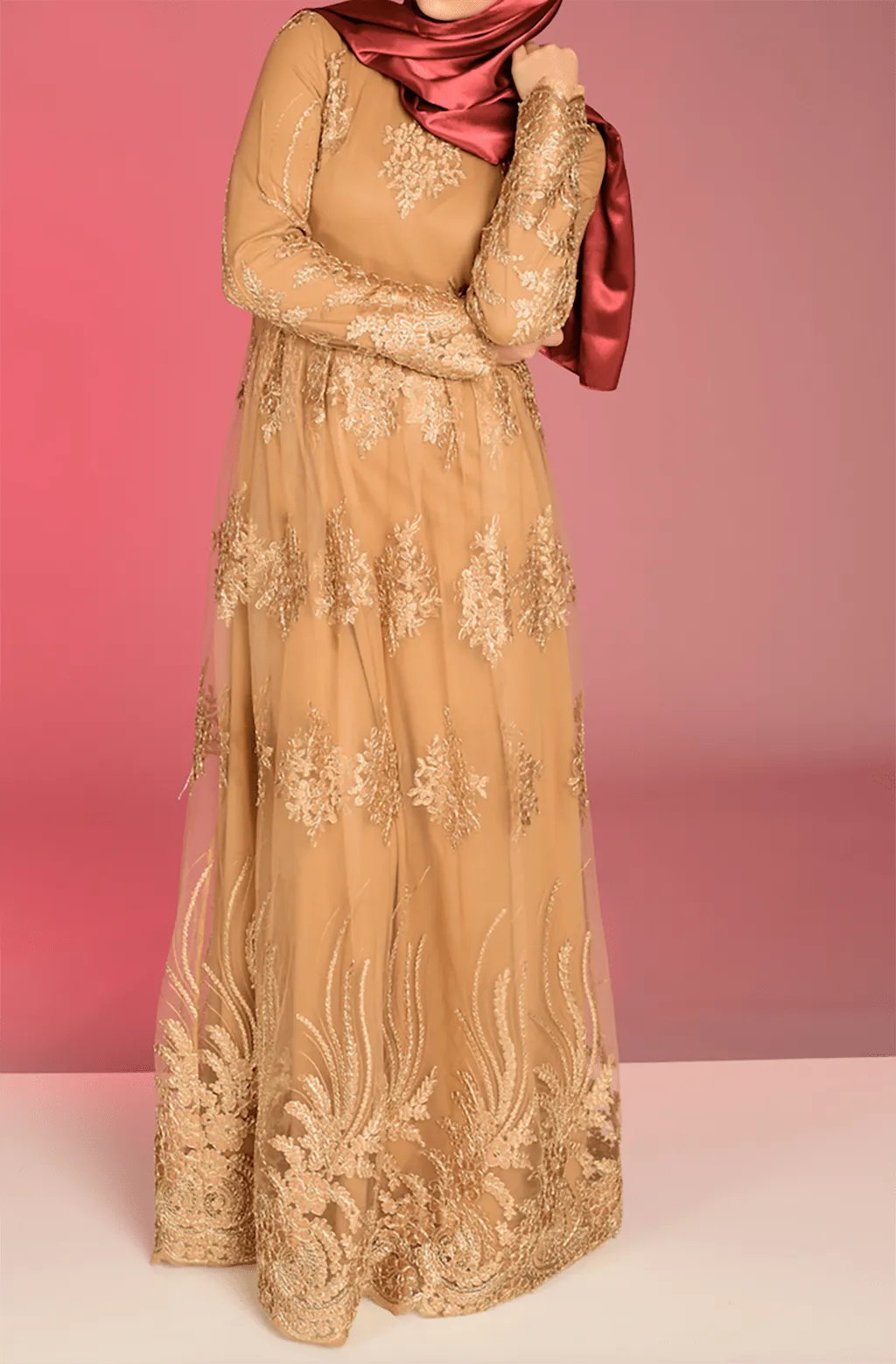 Champagne Embroidered Princess Gown