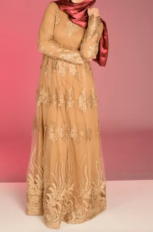 Champagne Embroidered Princess Gown