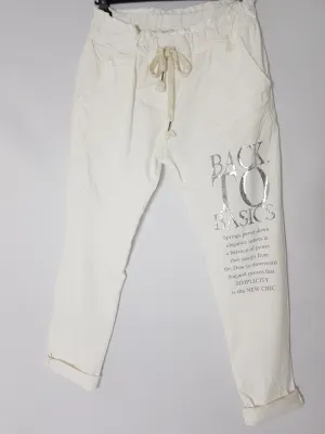 Cream magic Trouser Back to Basics Logo Leg 10/16
