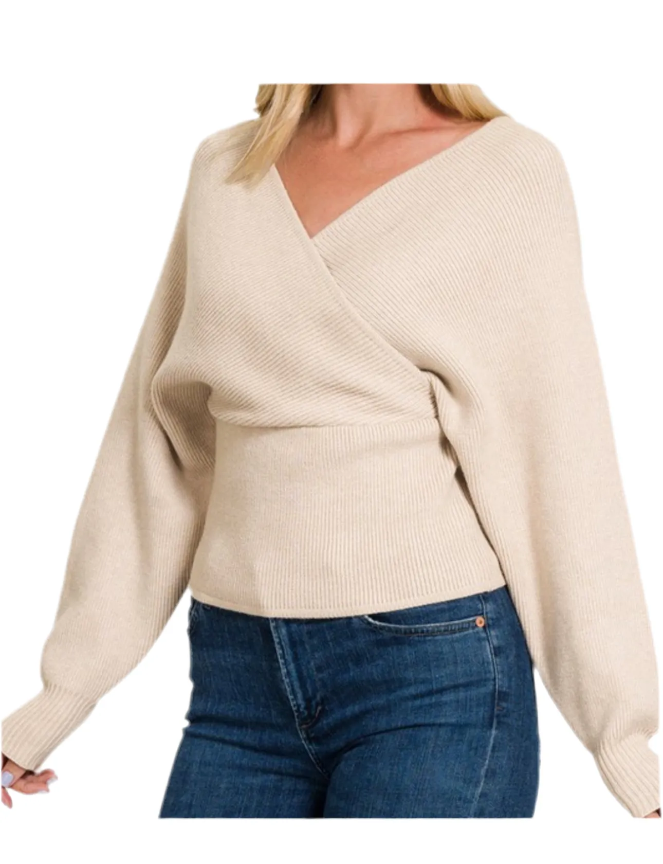 Cross Wrap Pullover Sweater