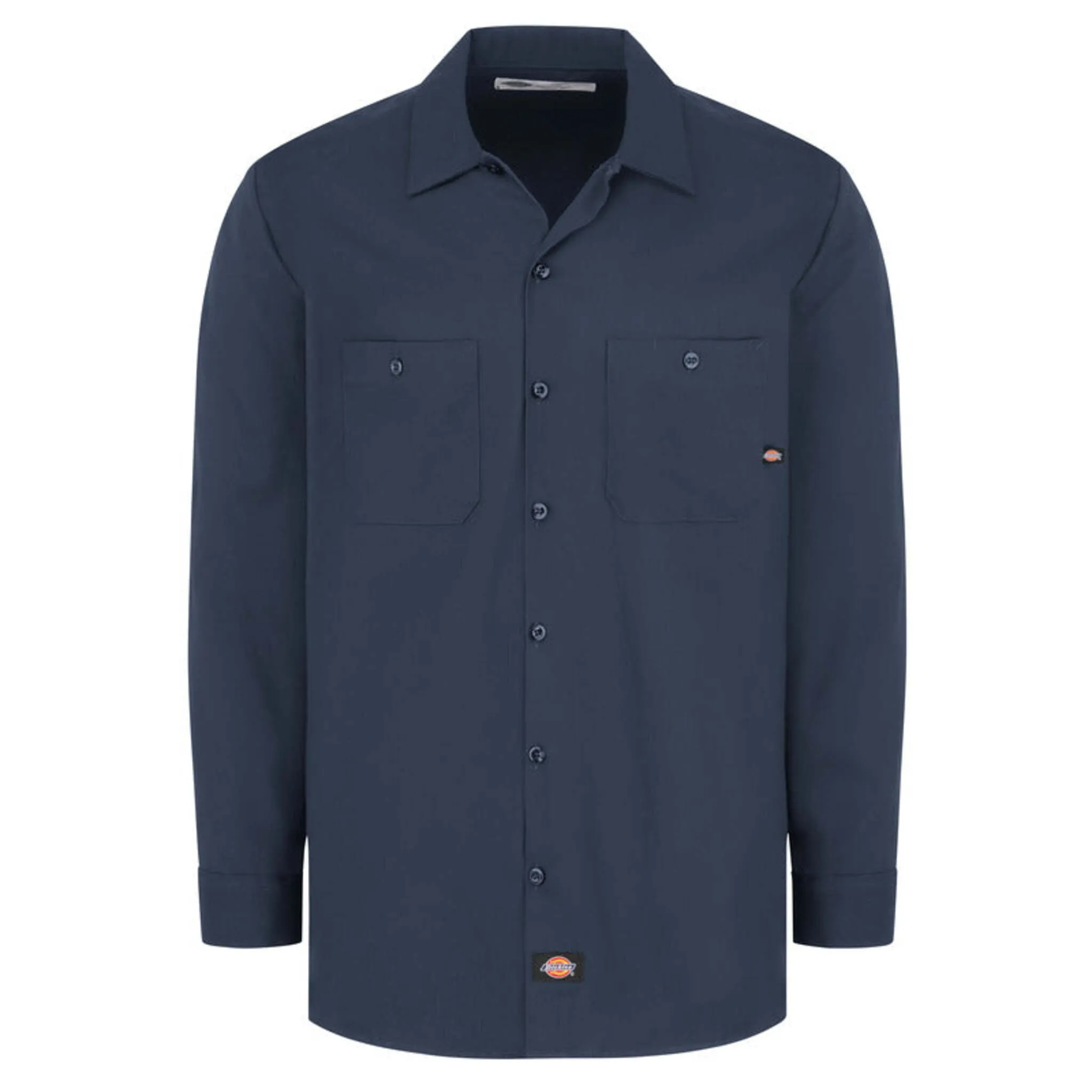 Dickies Men's Industrial Cotton Long-Sleeve Work Shirt - Durable 6 oz. Twill, Fade & Wrinkle Resistant, Professional Collar, Chest Pockets | Sizes S-5XL