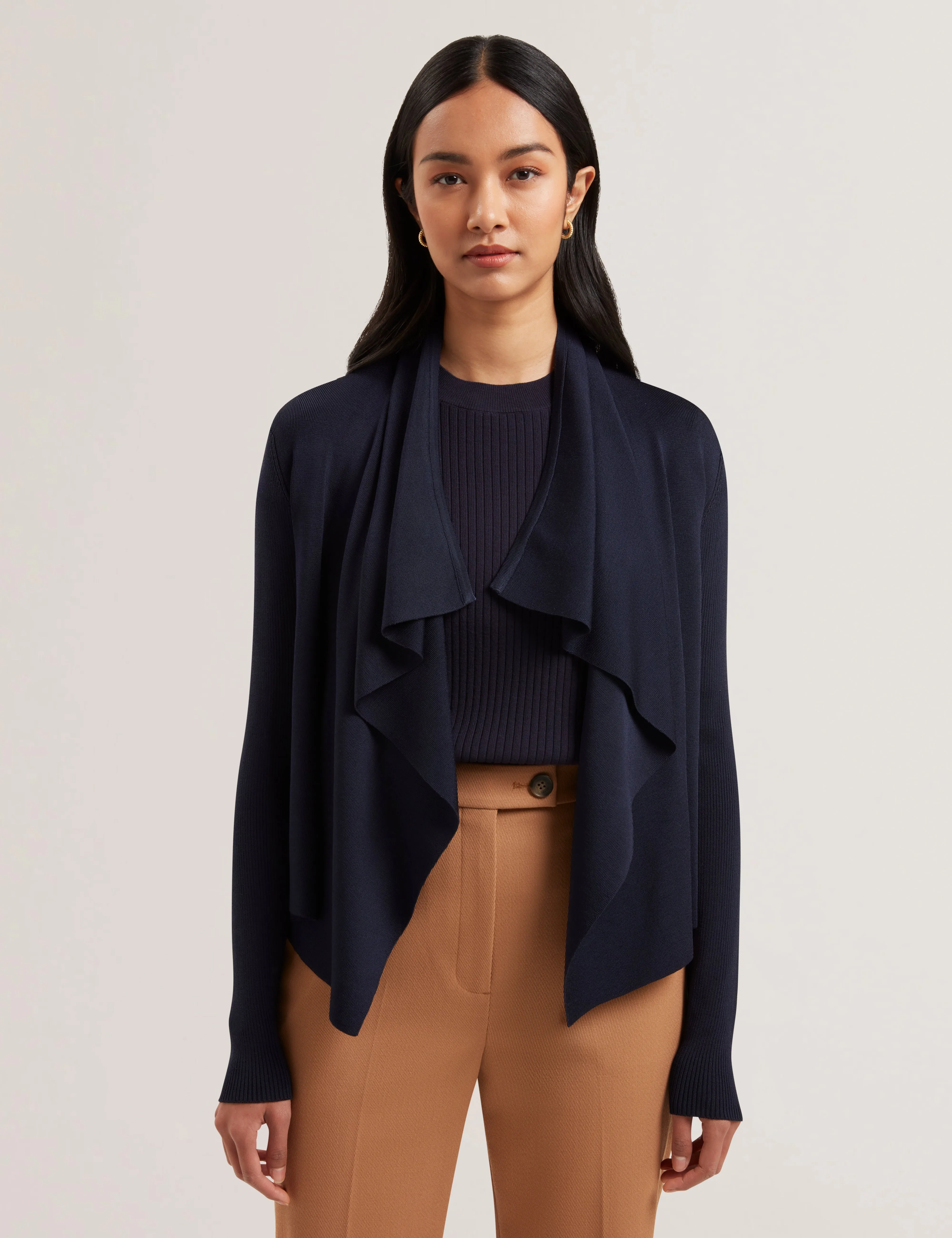 Elliyy Waterfall Front Cardigan Navy