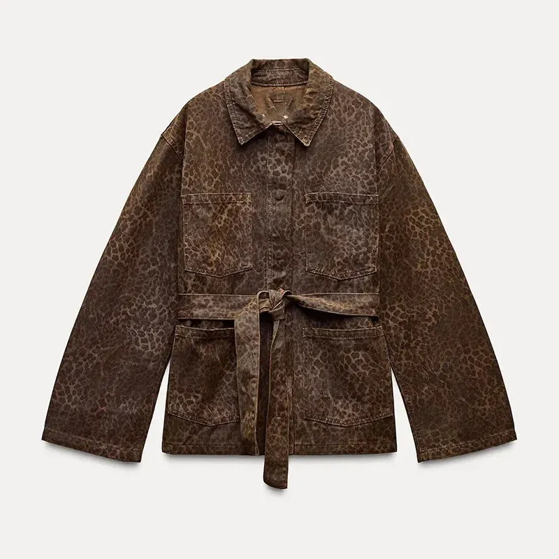 Elsie - Veste en Jean Imprimé Léopard