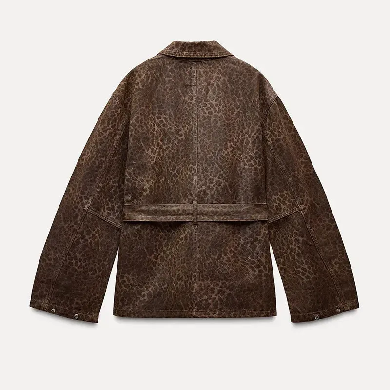 Elsie - Veste en Jean Imprimé Léopard
