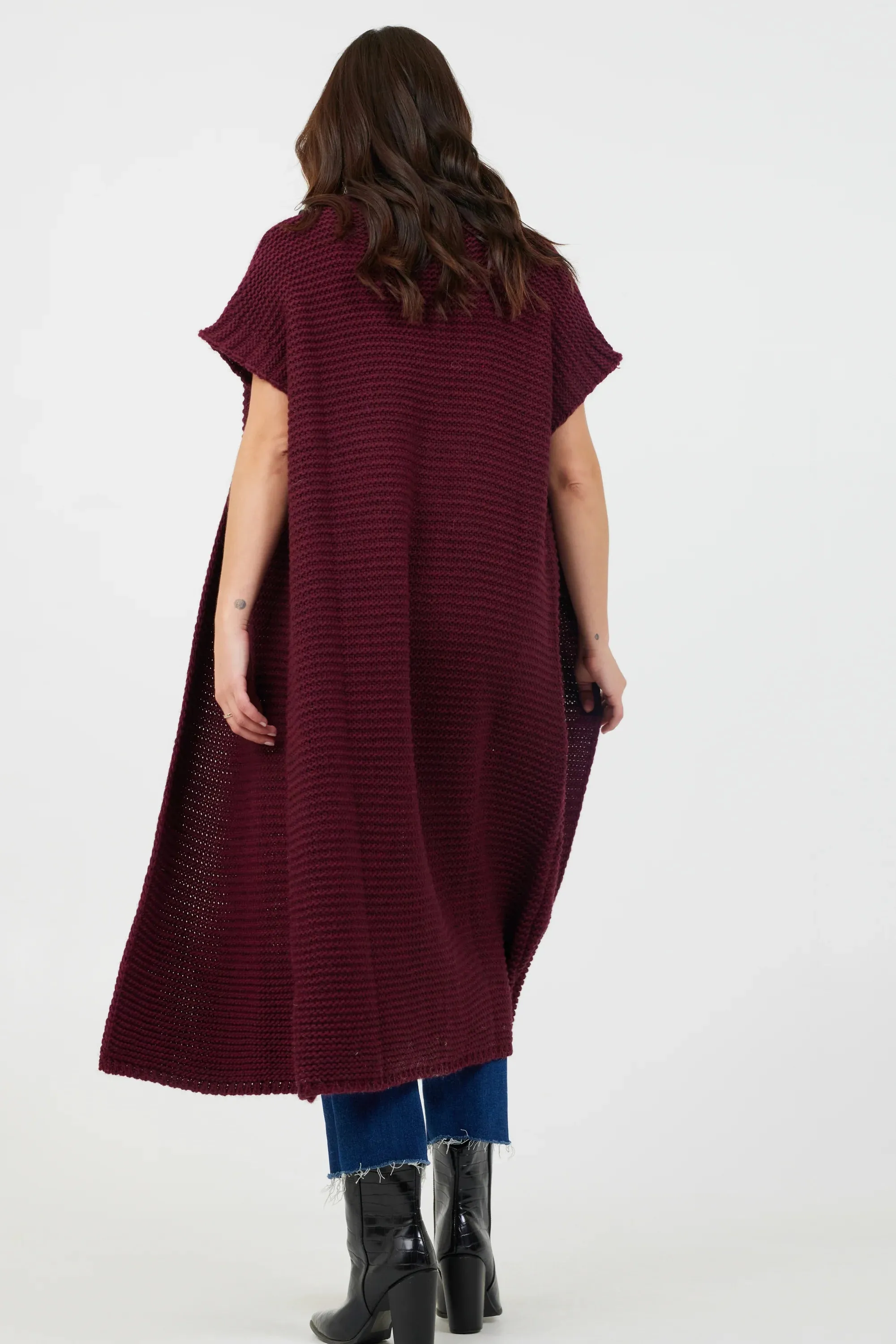 Fernando Chunky Long Gilet in Merlot or Dark Grey