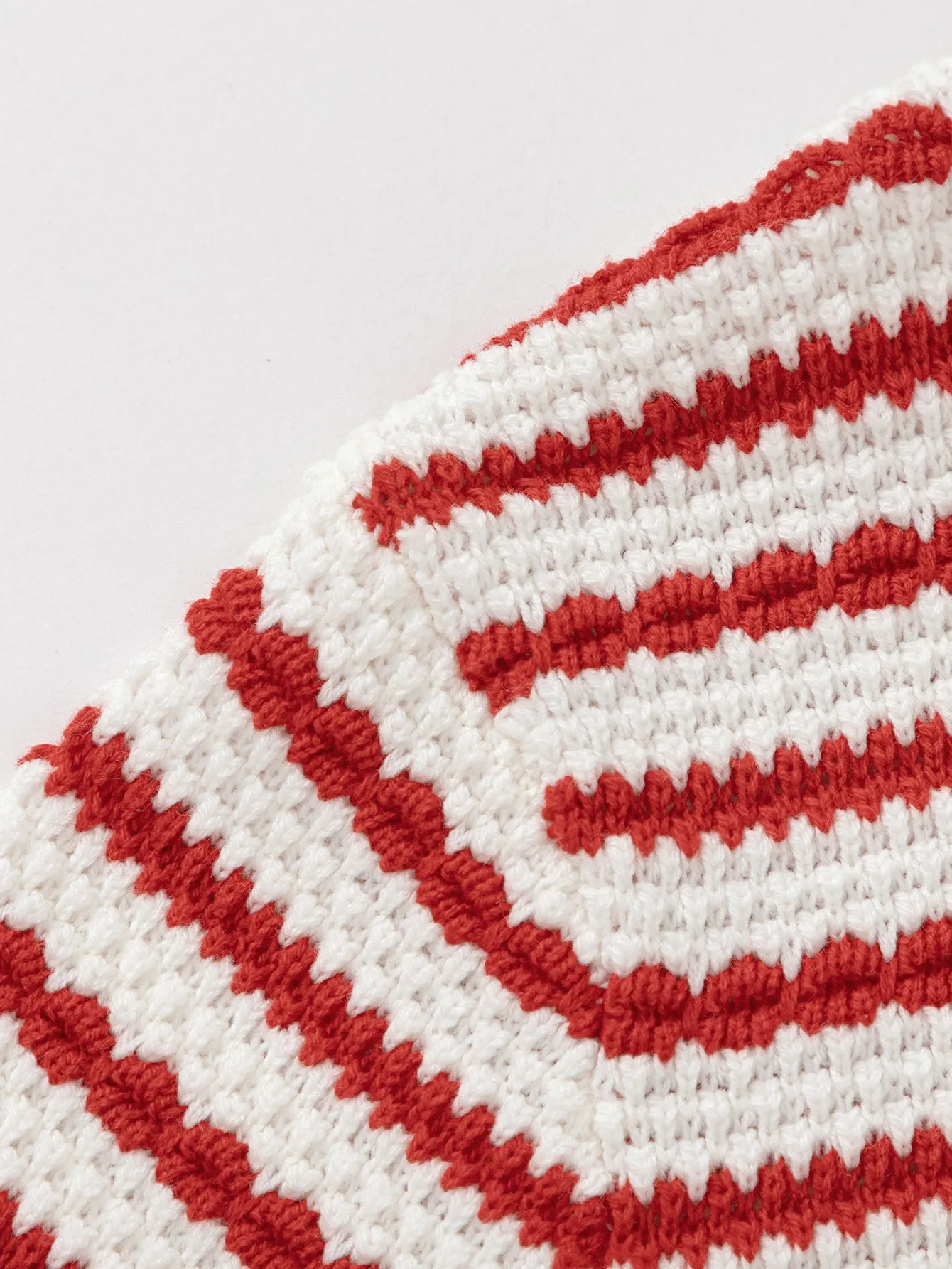Girls' Red and White Striped Crew Neck Sweater