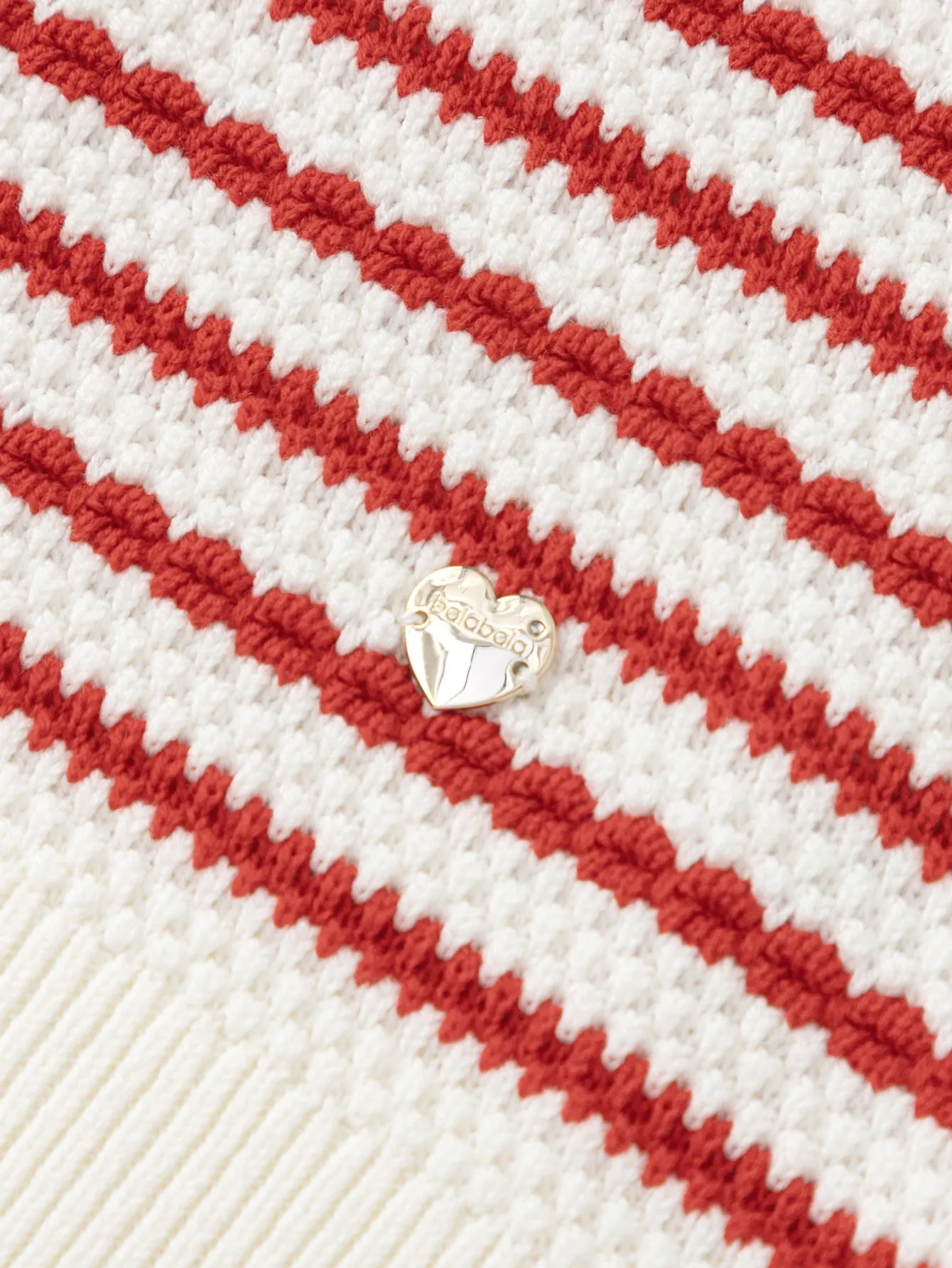 Girls' Red and White Striped Crew Neck Sweater