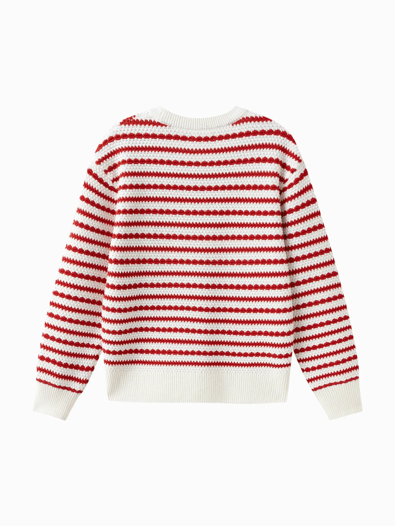 Girls' Red and White Striped Crew Neck Sweater
