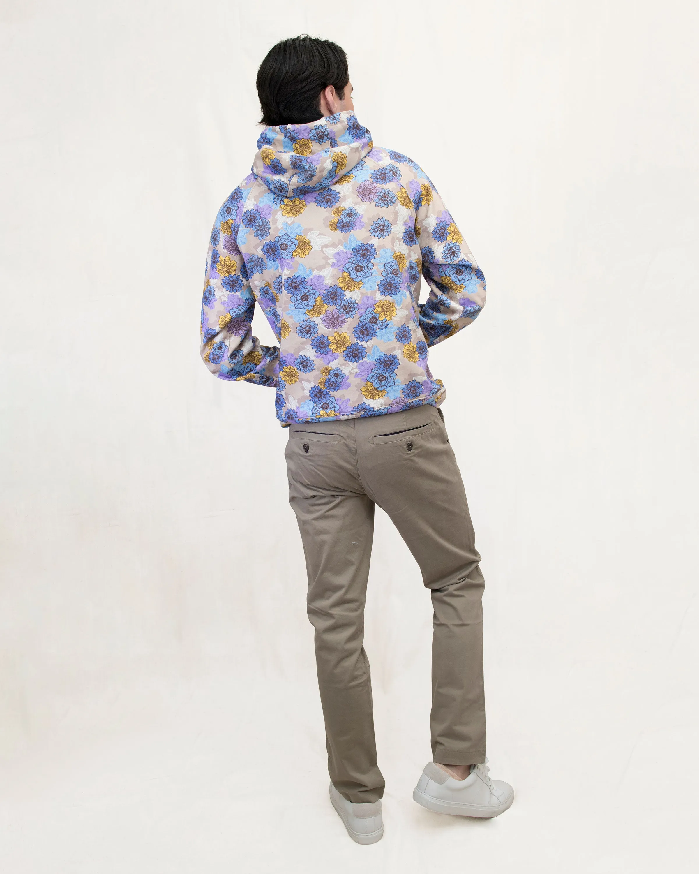 HANK SNAP FLORAL HOODIE - PUMICE