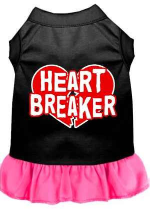 Heart Breaker Screen Print Dress Black With Bright Pink Sm