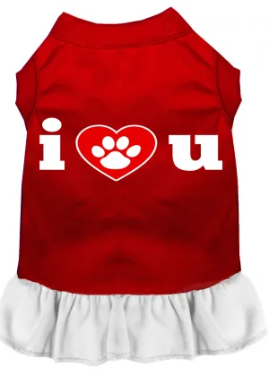 I Heart You Screen Print Dress Red With White Lg