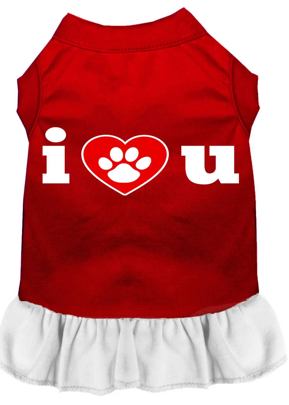 I Heart You Screen Print Dress Red With White Lg