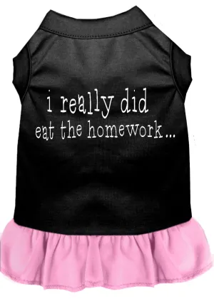 I Really Did Eat The Homework Screen Print Dress Black With Light Pink Xs