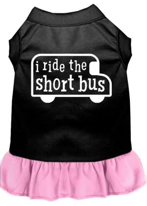 I Ride The Short Bus Screen Print Dress Black With Light Pink Sm