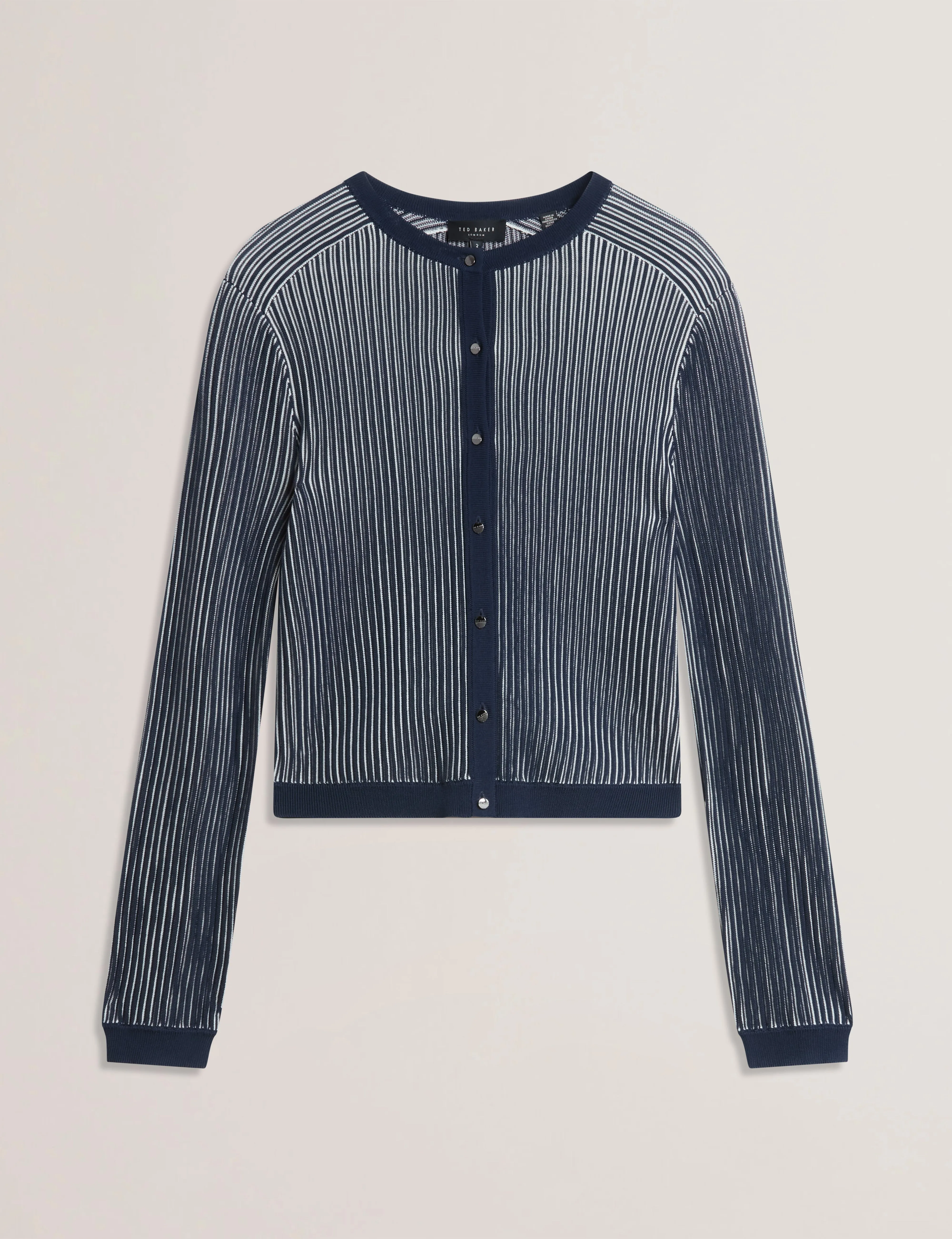 Ilhaa Textured Stripe Knitted Cardigan Navy