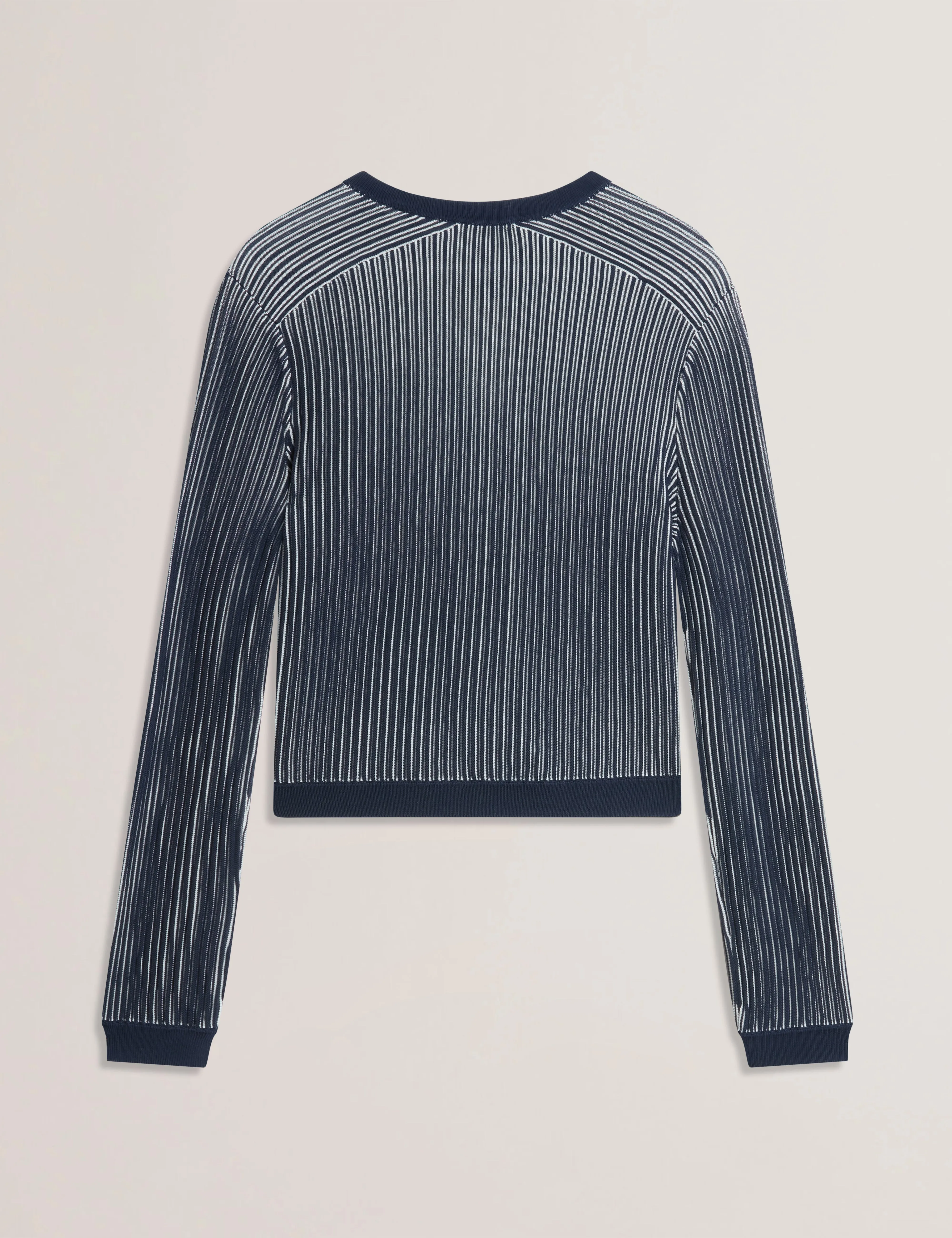 Ilhaa Textured Stripe Knitted Cardigan Navy