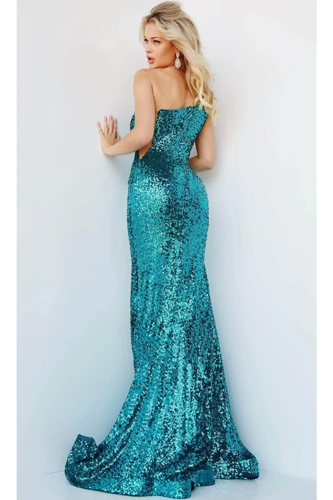 Jovani 23076 - Asymmetric Sequin Mermaid Prom Dress