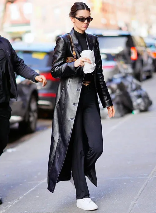 Kendall Jenner Long Leather Coat