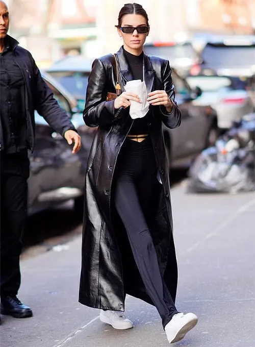 Kendall Jenner Long Leather Coat
