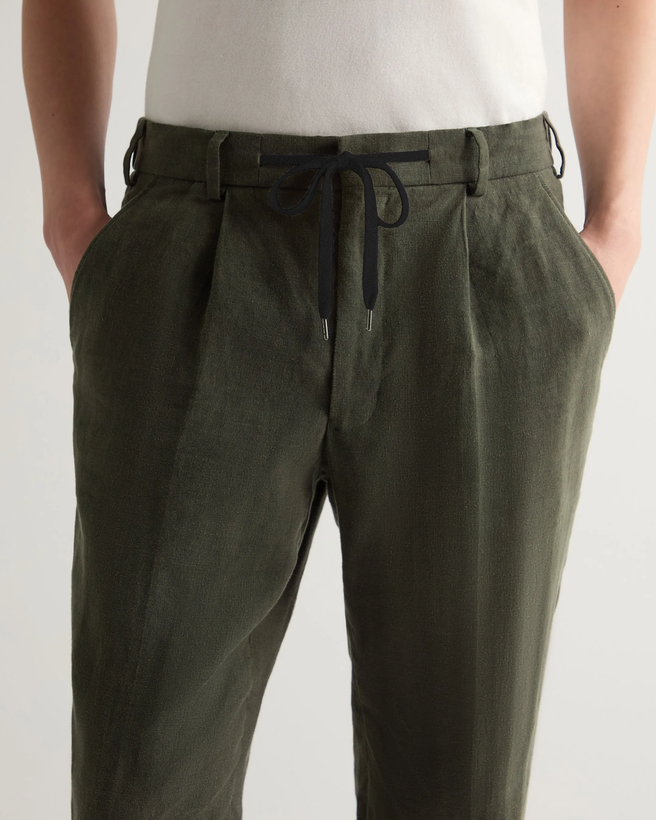 Men's Atrani Linen Trouser Arabica Khaki Green