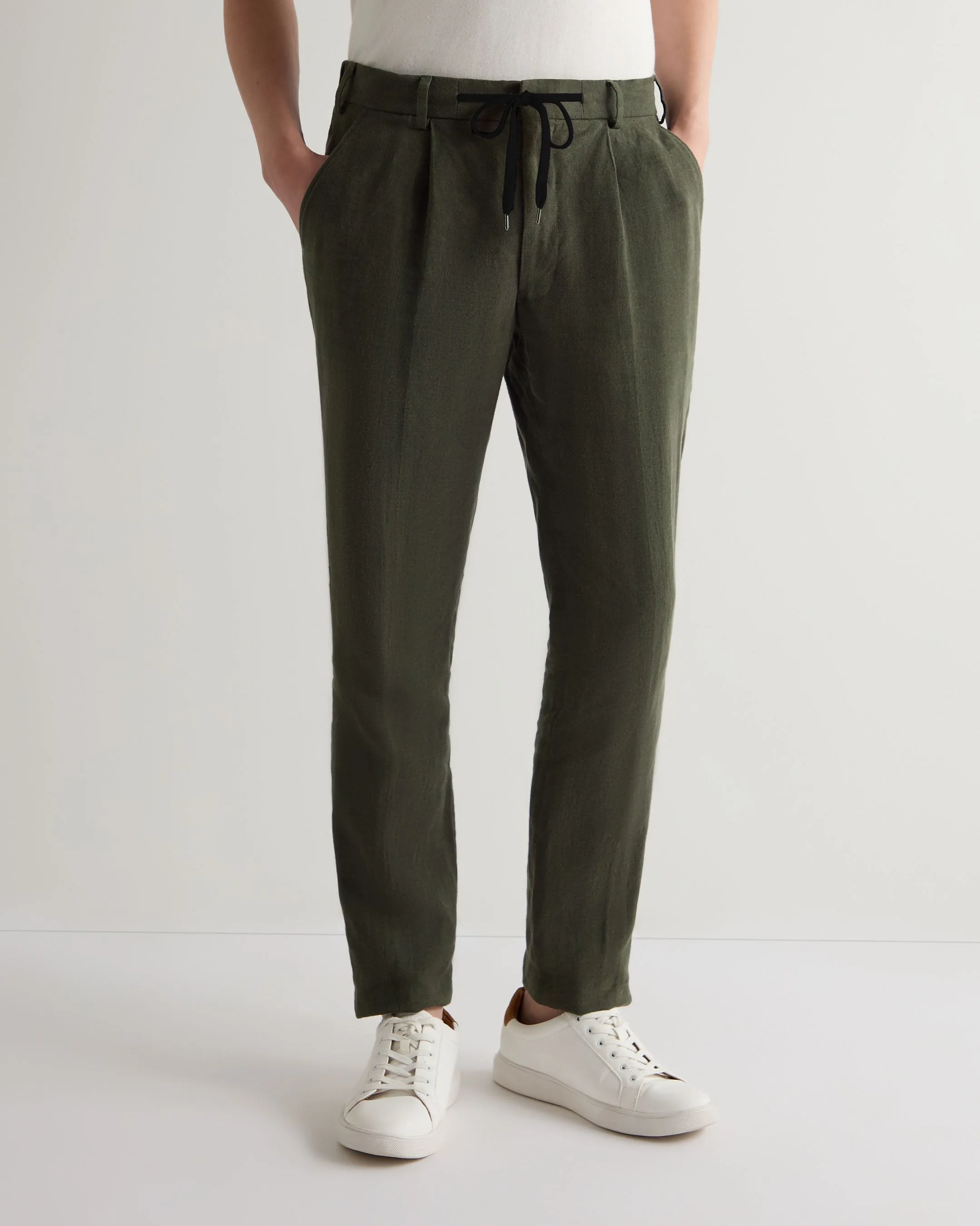 Men's Atrani Linen Trouser Arabica Khaki Green