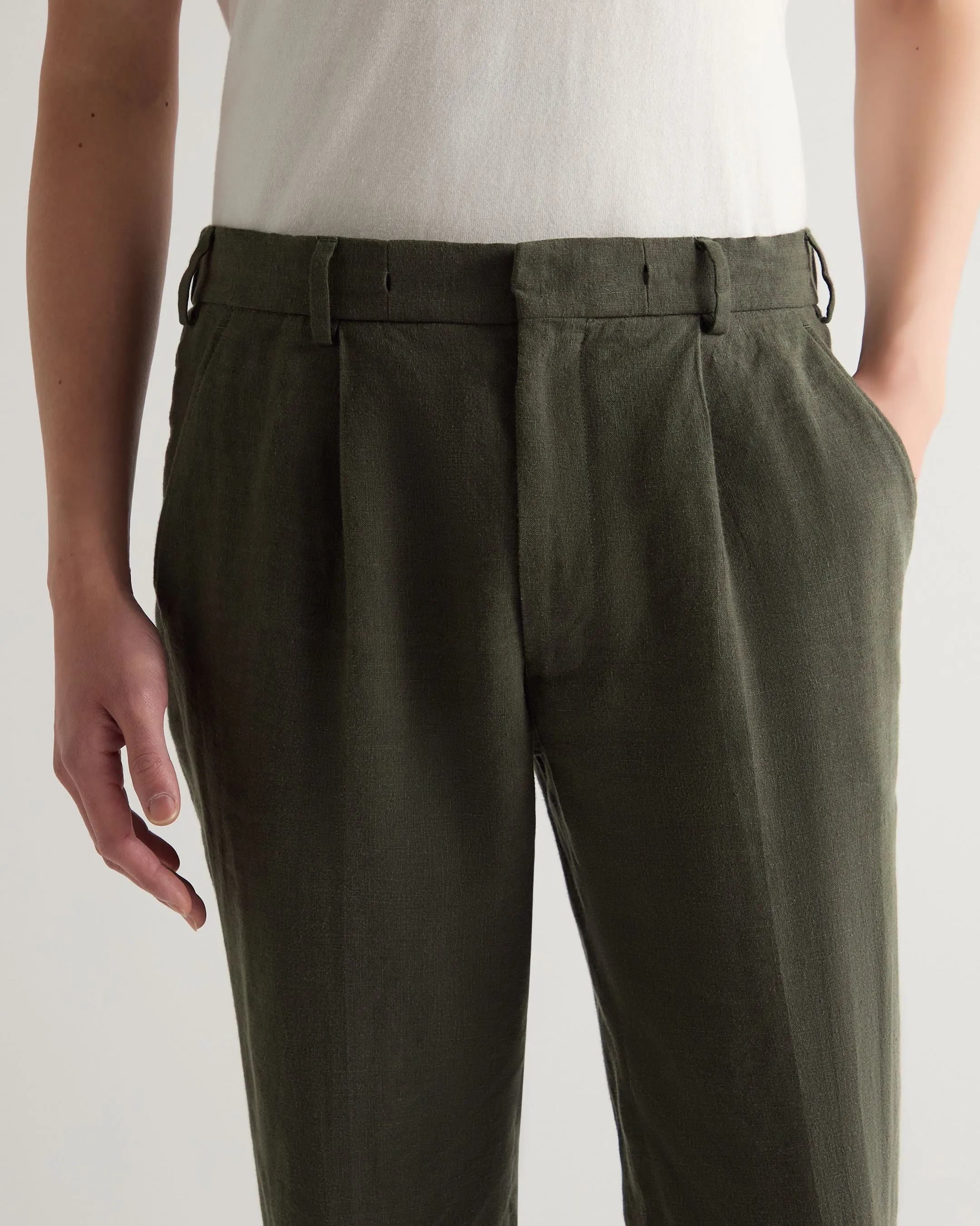 Men's Atrani Linen Trouser Arabica Khaki Green