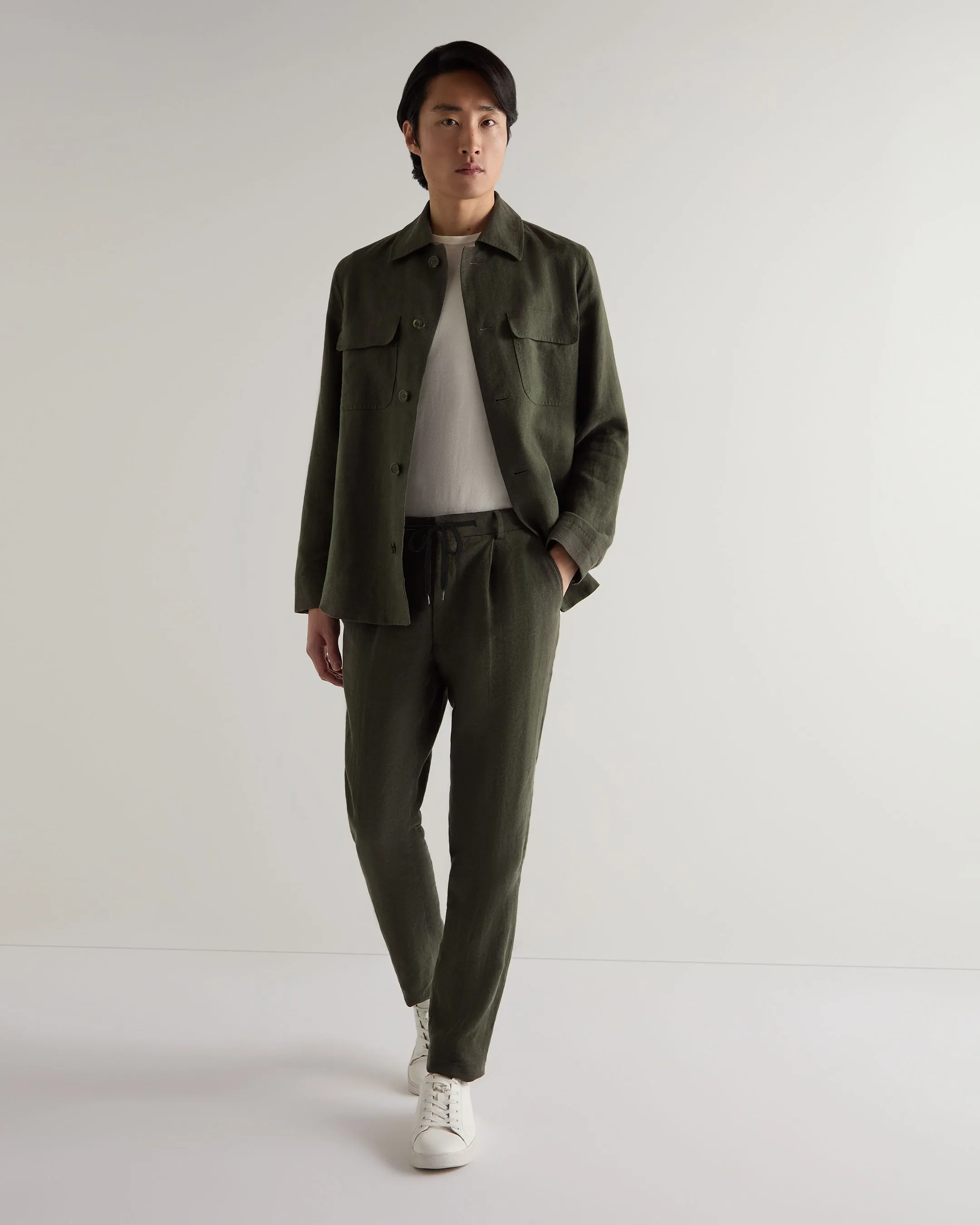 Men's Atrani Linen Trouser Arabica Khaki Green