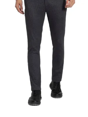 Men's Black Cotton Rich Slim Fit Solid Pants