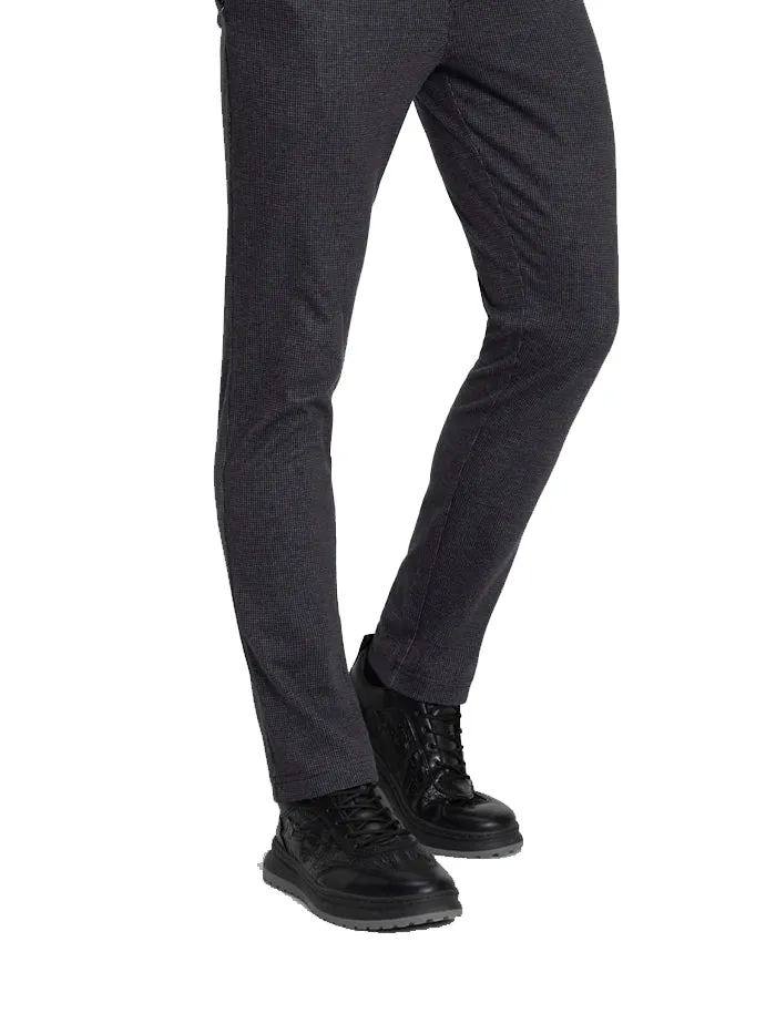Men's Black Cotton Rich Slim Fit Solid Pants