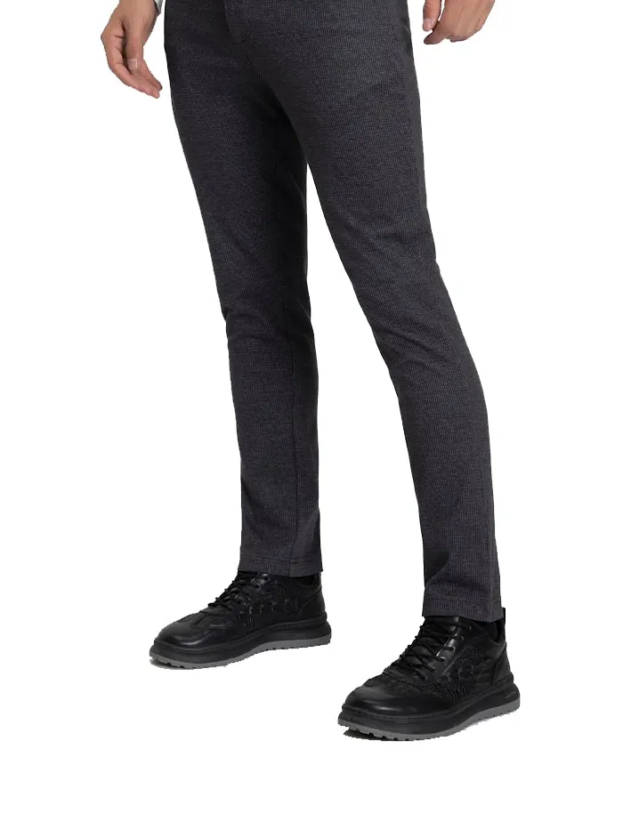 Men's Black Cotton Rich Slim Fit Solid Pants
