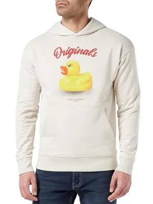 Men's Graphic Printed Hoodie,Light Beige