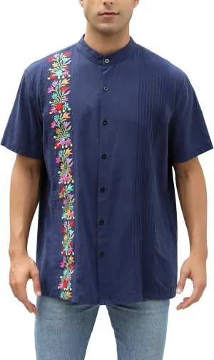 Mexican Shirts for Men Traditional Men's Guayabera Dress Shirts Mens Button Up Button Down Dress Shirt Fiesta