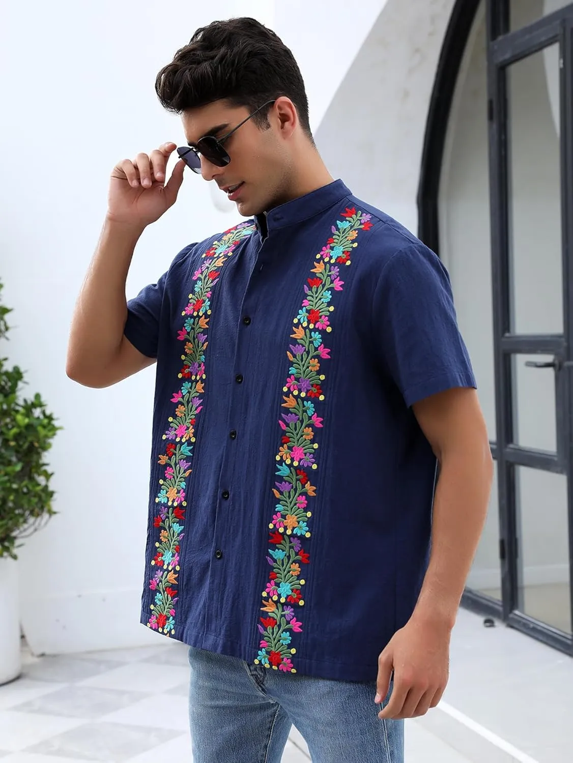 Mexican Shirts for Men Traditional Men's Guayabera Dress Shirts Mens Button Up Button Down Dress Shirt Fiesta