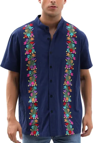 Mexican Shirts for Men Traditional Men's Guayabera Dress Shirts Mens Button Up Button Down Dress Shirt Fiesta