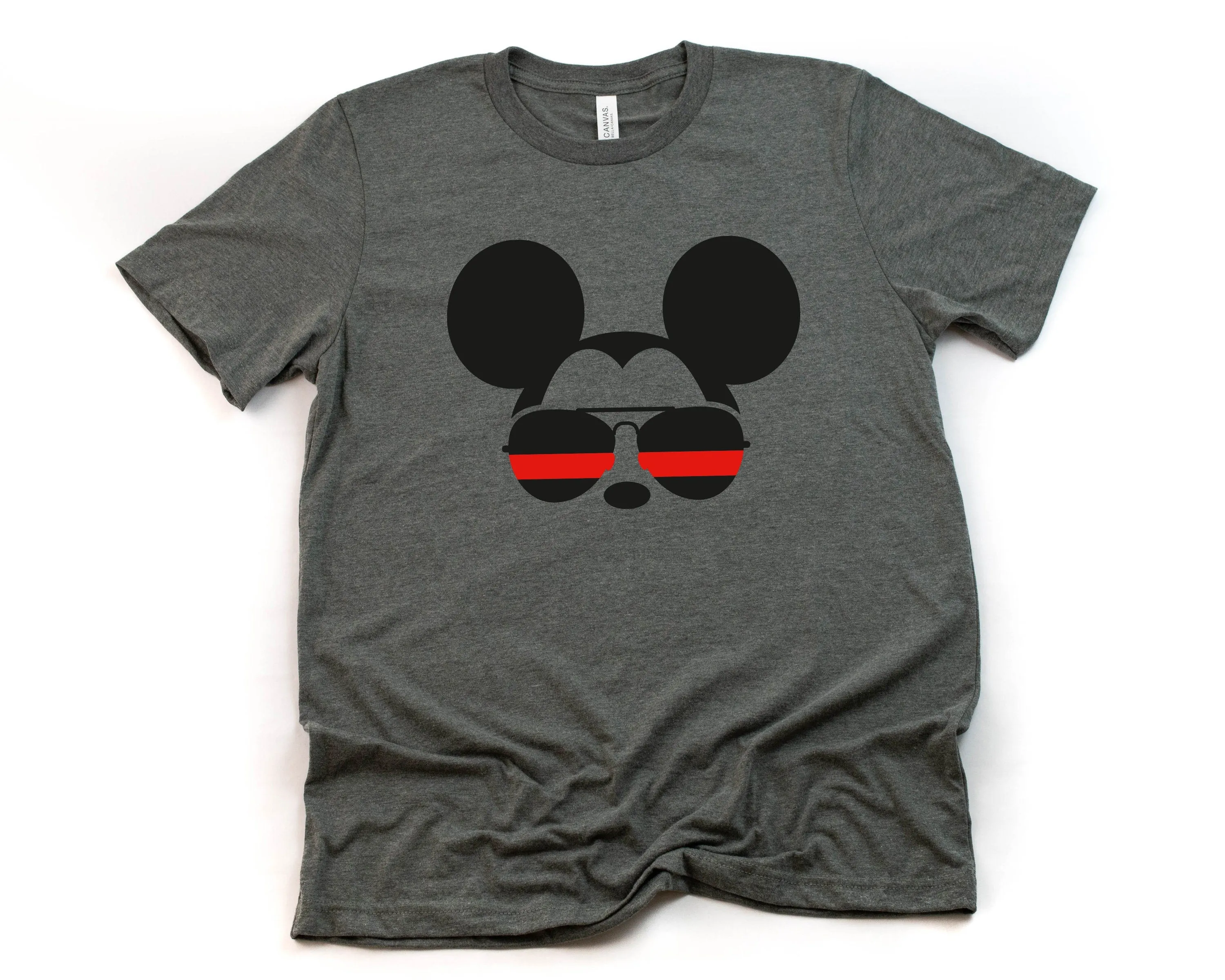 Mickey Fire Fighter Red Line Adult Unisex T shirt - Disney Trip Matching Shirts - Mickey Mouse T Shirt