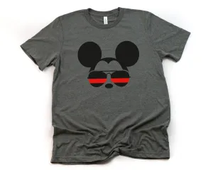 Mickey Fire Fighter Red Line Adult Unisex T shirt - Disney Trip Matching Shirts - Mickey Mouse T Shirt