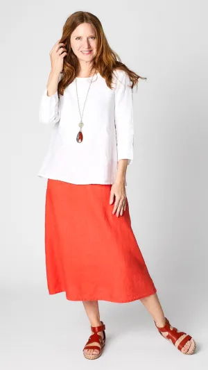 Midi Linen A-Line Linen Skirt
