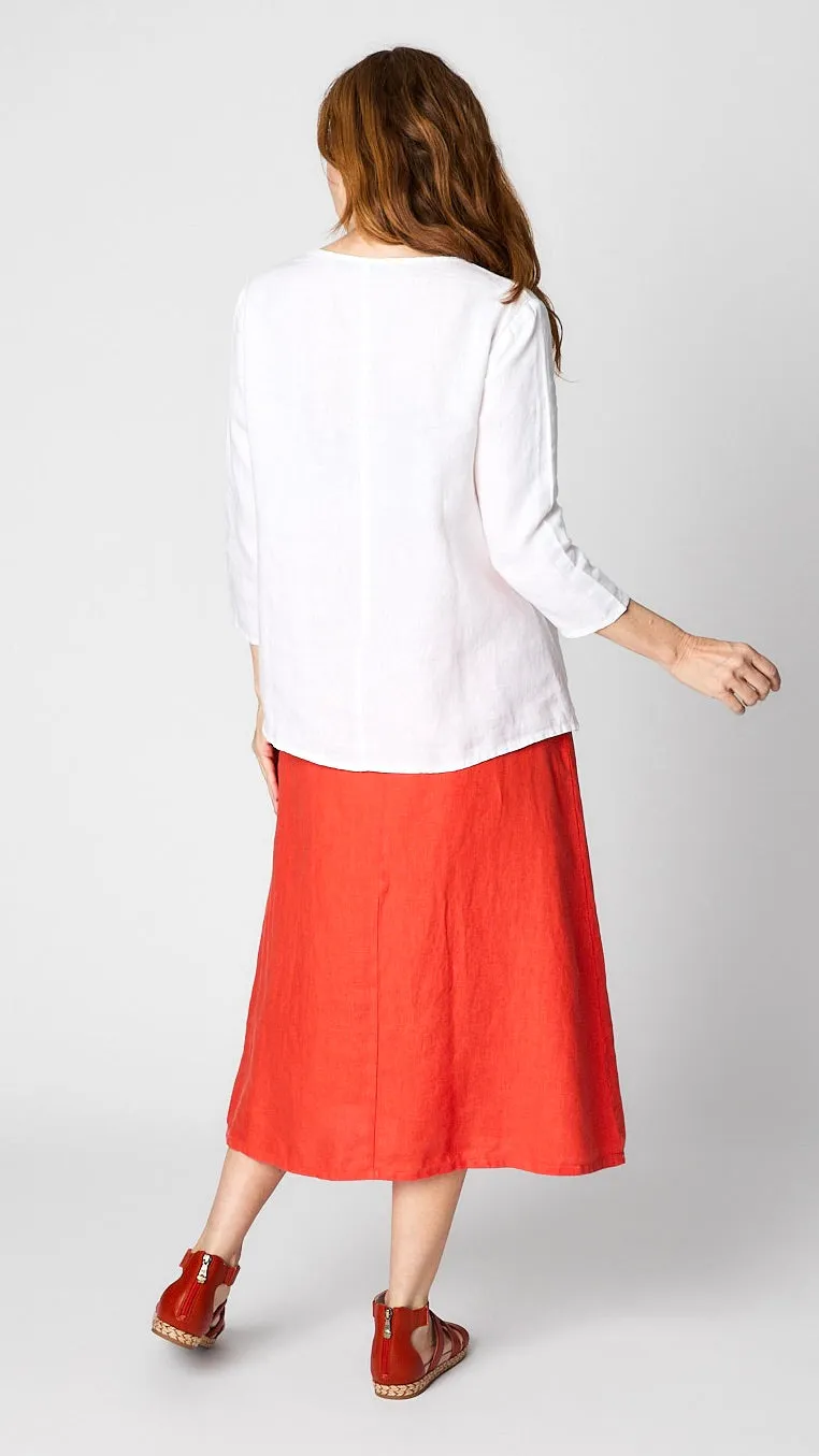 Midi Linen A-Line Linen Skirt