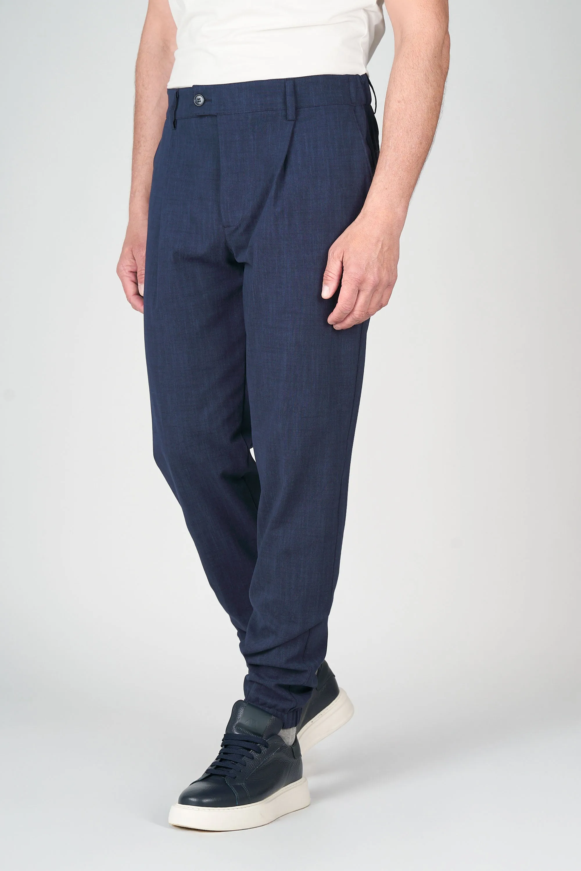 Mélange Jersey Jogger Trousers with Pleat